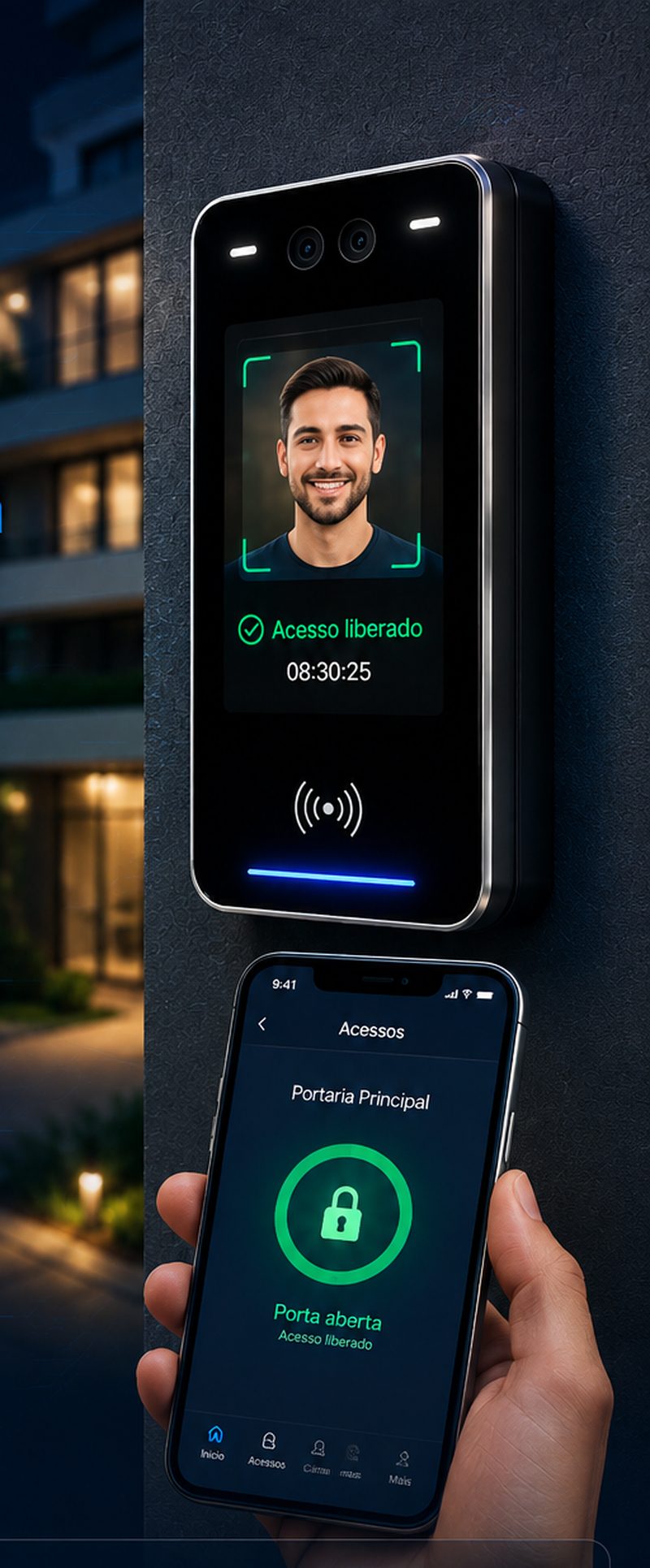 Painel de controle de acesso Nodex TI: LPR, reconhecimento facial e monitoramento